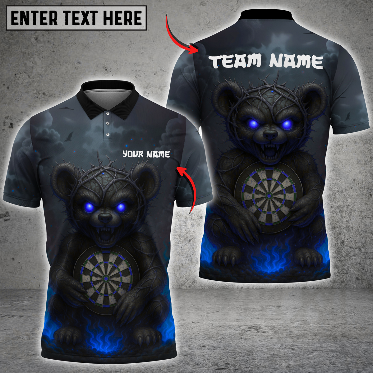 Blisscorners Darts Evil Teddy Bear with Dartboard Multicolor Customized Name, Team Name 3D Shirts