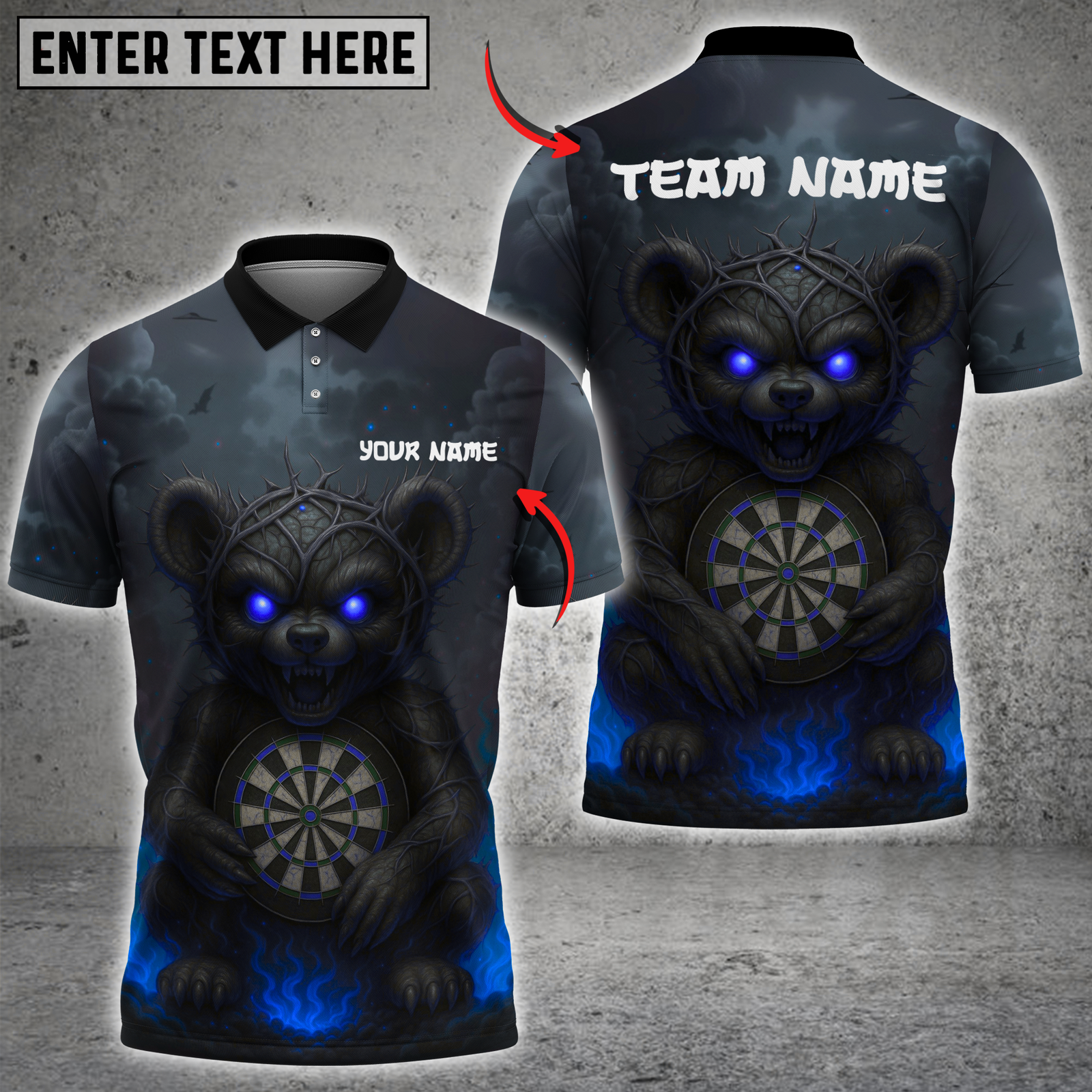 Blisscorners Darts Evil Teddy Bear with Dartboard Multicolor Customized Name, Team Name 3D Shirts