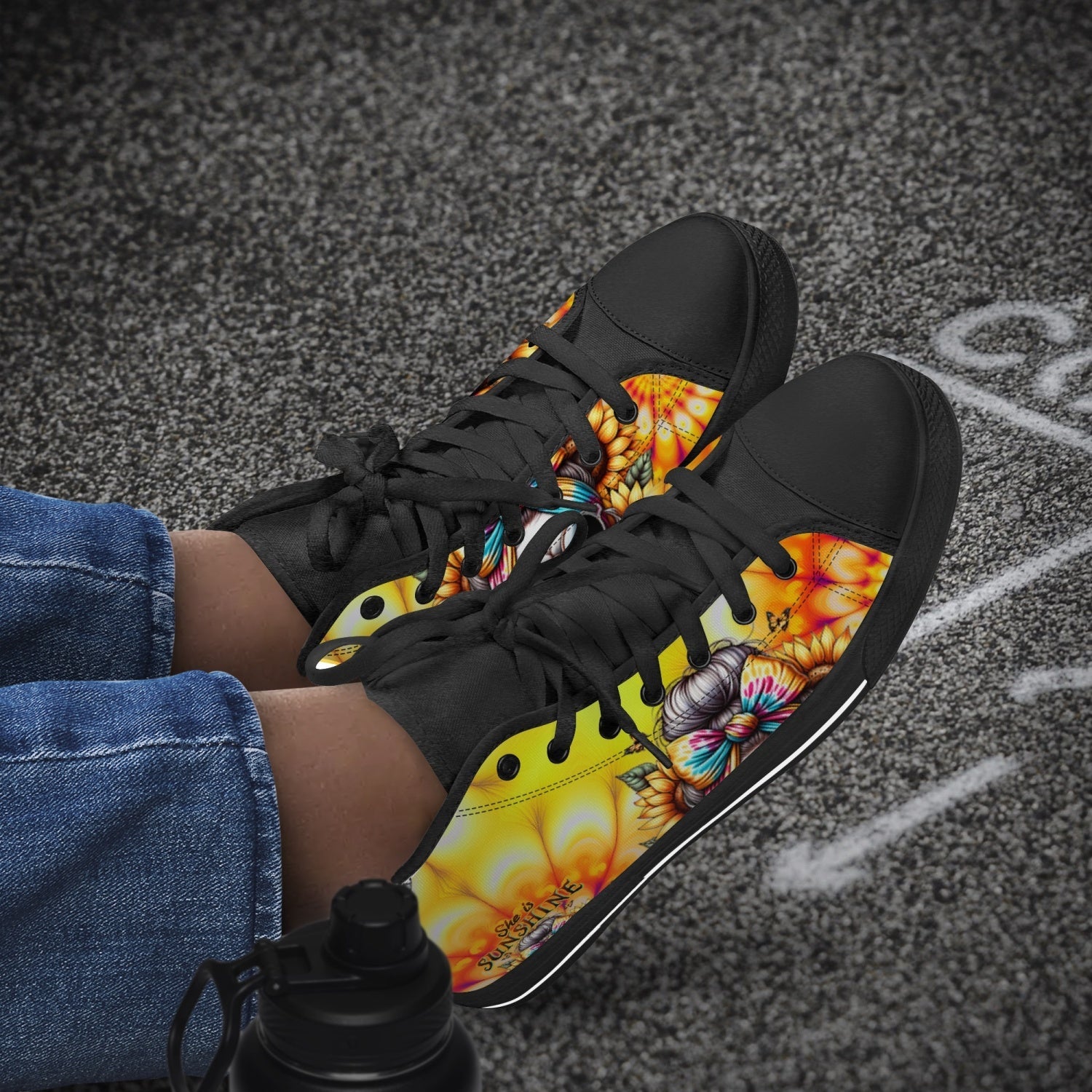 BLISSCORNERS SHE IS SUNSHINE SKULL TIE DYE HIGH TOP CANVAS SHOES