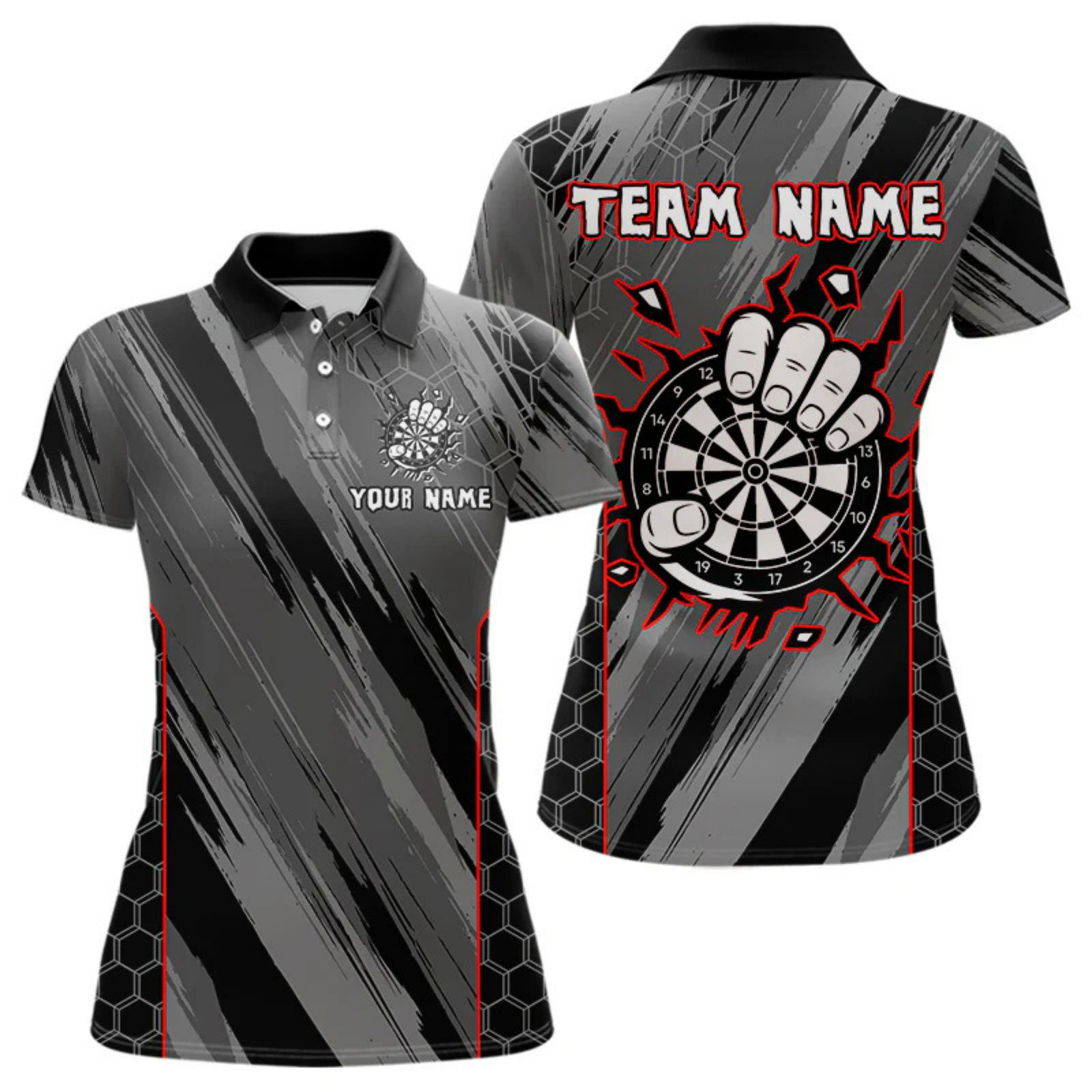 Blisscorners Men’s Custom Darts Shirt - Cracked Dartboard In Grip | Name Personalization LM2404