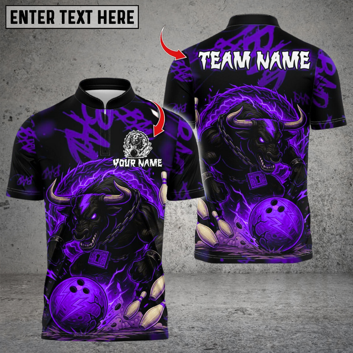Blisscorners Bowling Fire Muscle Bull Multicolor Customized Name Team Name 3D Shirts