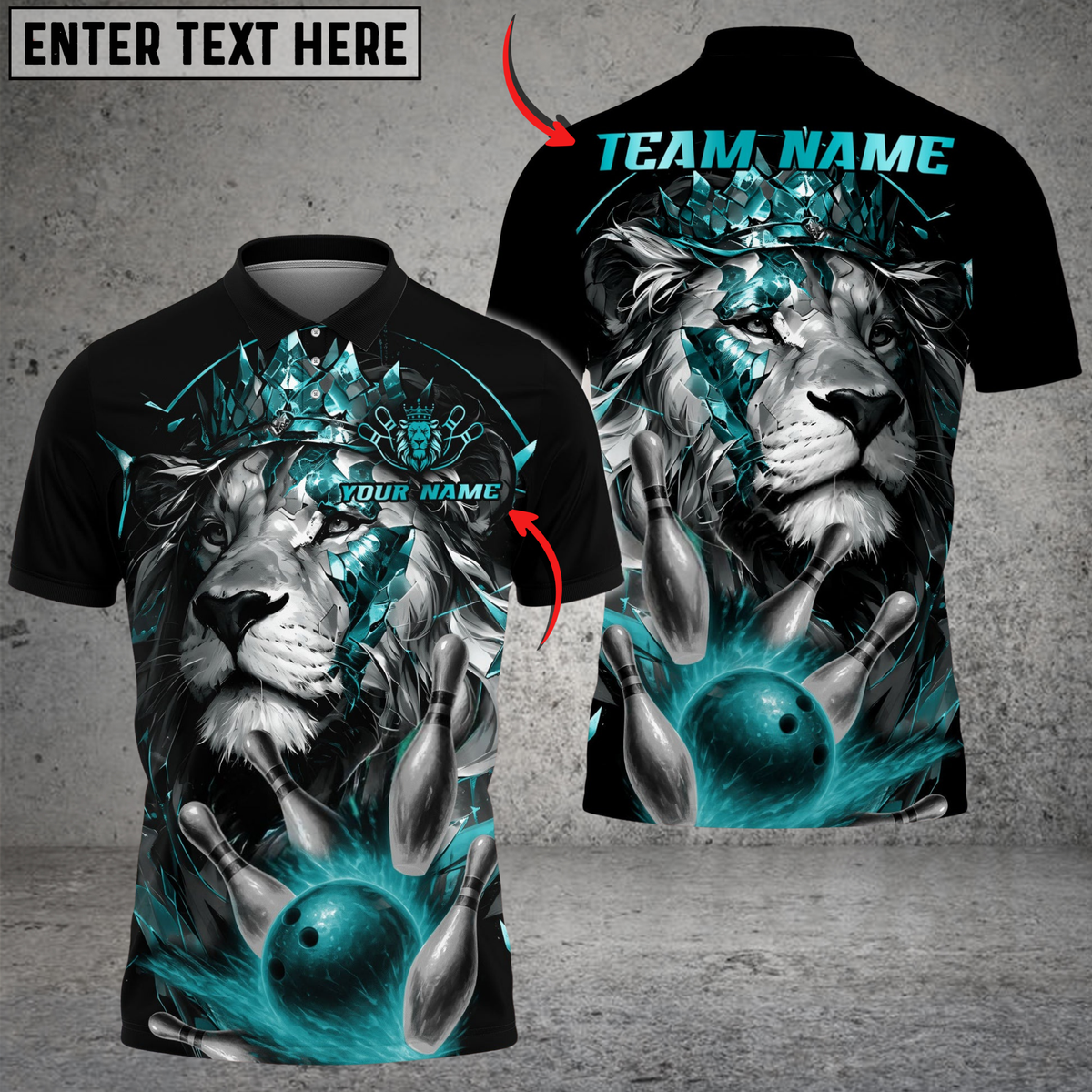 Blisscorners Bowling Lion King Multicolor Customized Name, Team Name 3D Shirts