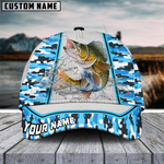 Blisscorners Walleye Fishing Light Blue Camo Customized Name 3D Cap