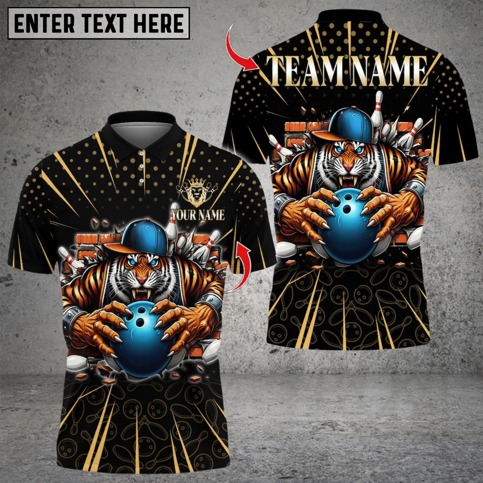 Blisscorners Cool Tiger Bowling Multicolor Customized Name, Team Name 3D Shirts