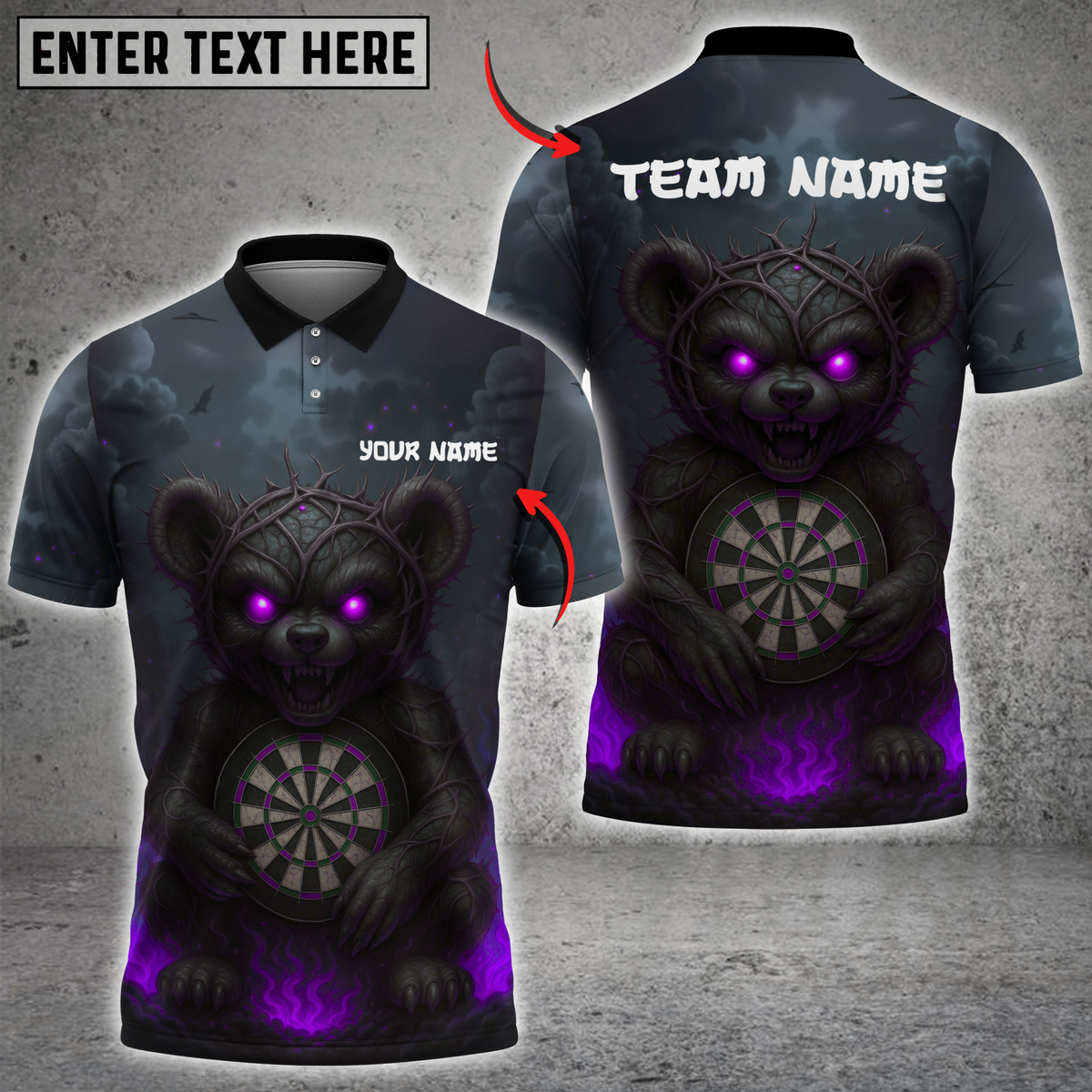 Blisscorners Darts Evil Teddy Bear with Dartboard Multicolor Customized Name, Team Name 3D Shirts