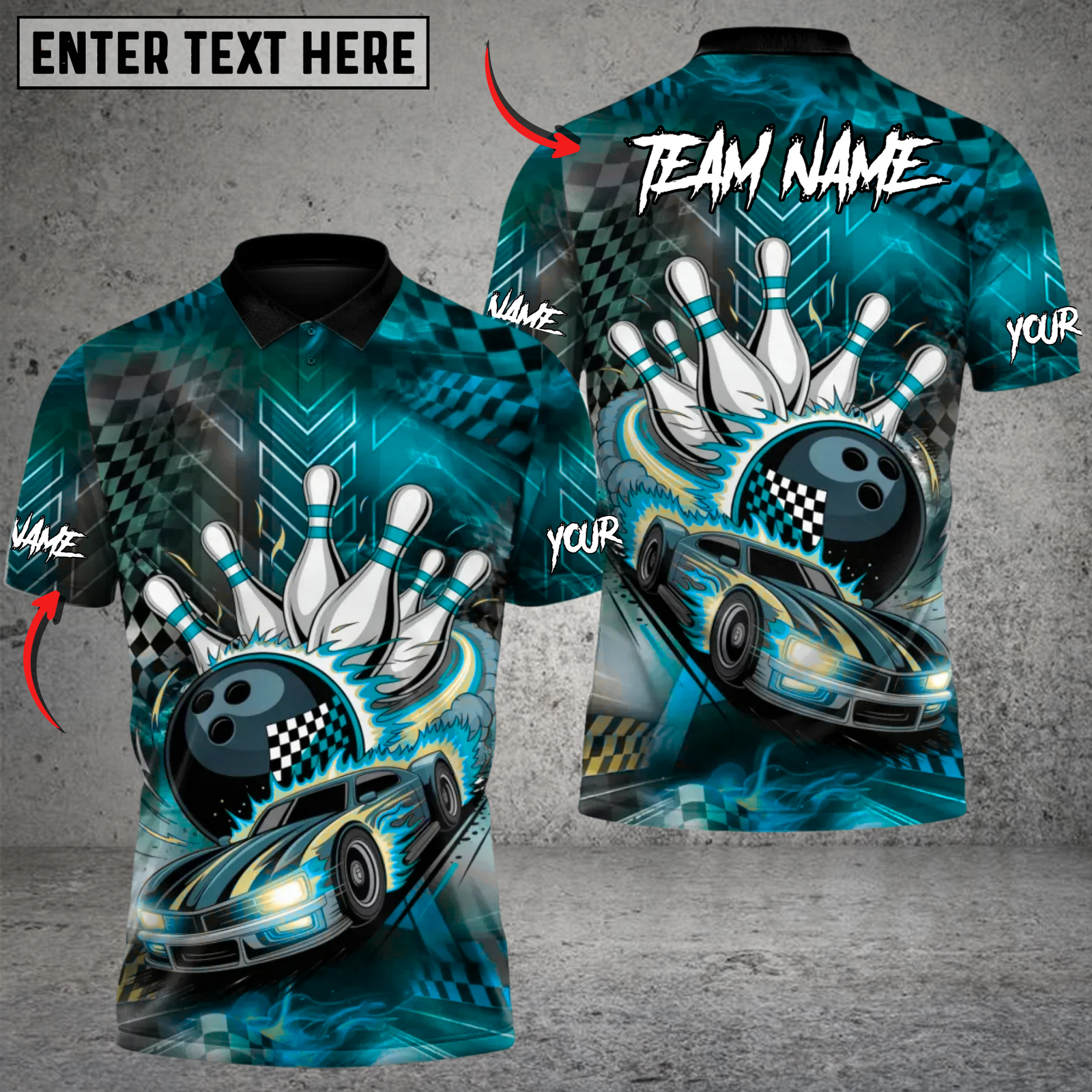 Blisscorners Full Throttle Frame Bowling Multicolor Customized Name, Team Name 3D Shirts