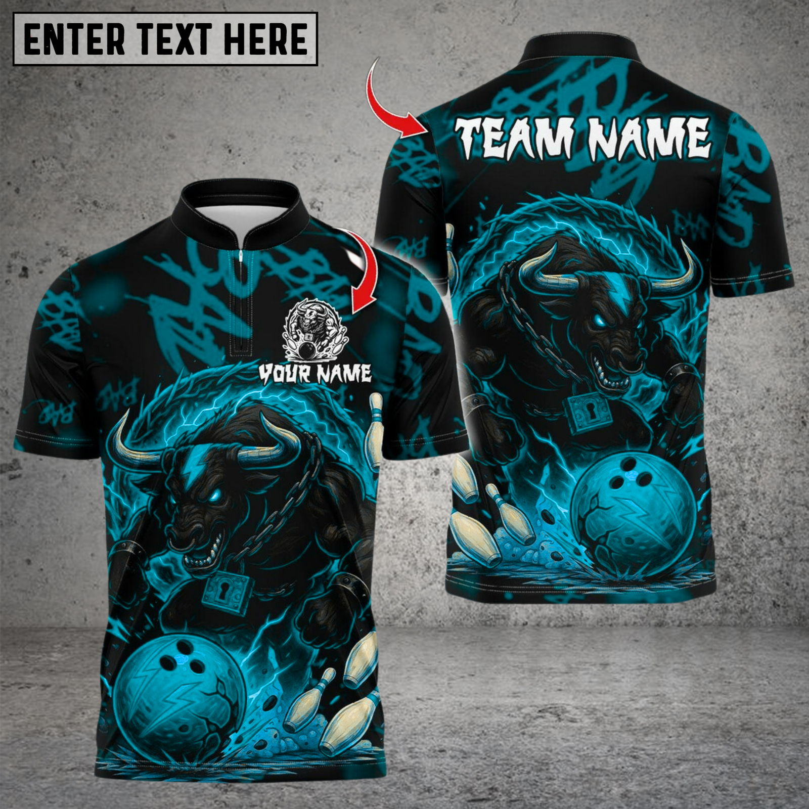 Blisscorners Bowling Fire Muscle Bull Multicolor Customized Name Team Name 3D Shirts