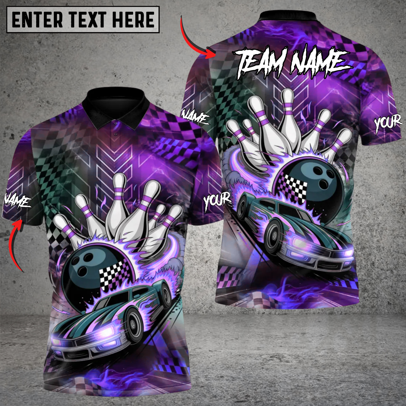 Blisscorners Full Throttle Frame Bowling Multicolor Customized Name, Team Name 3D Shirts