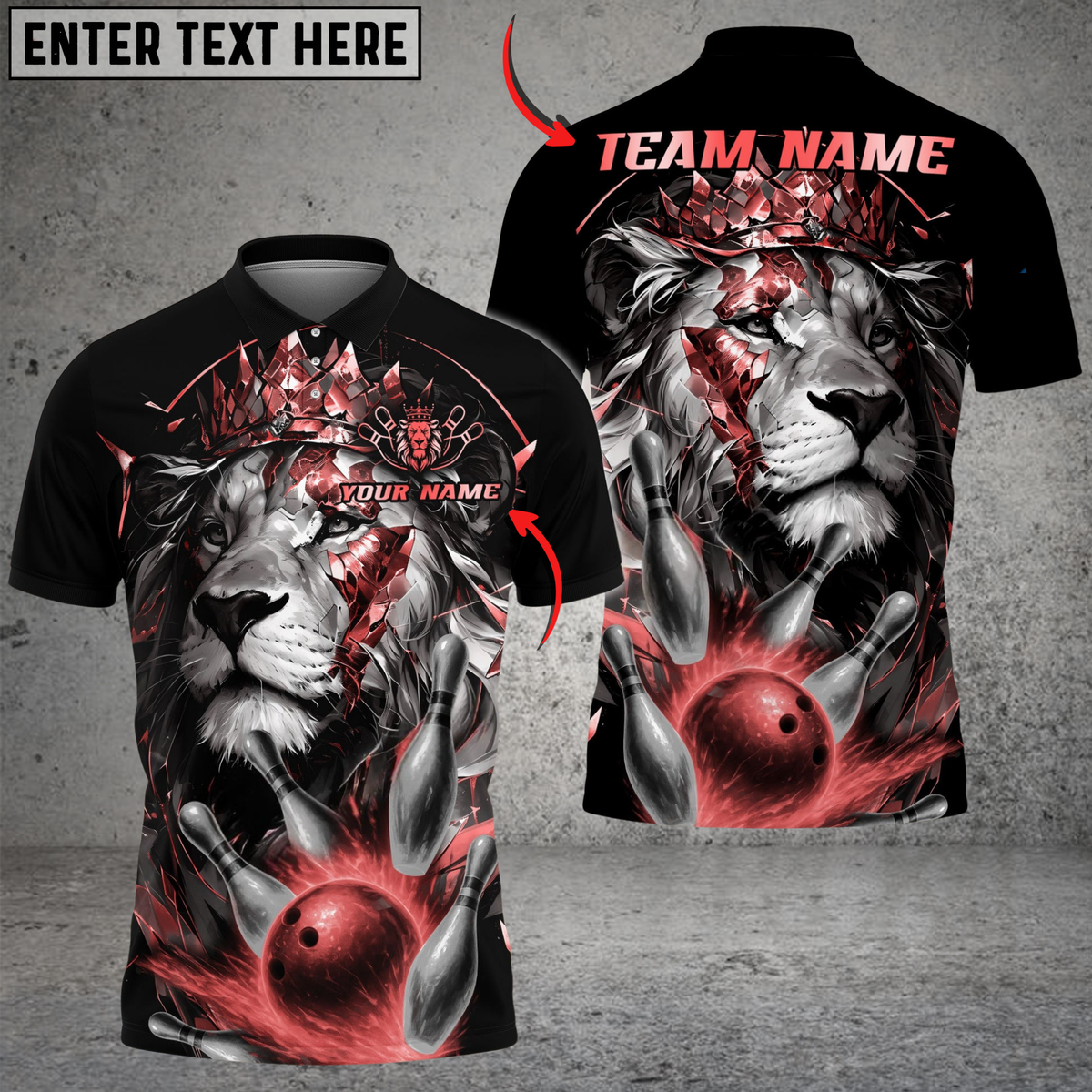 Blisscorners Bowling Lion King Multicolor Customized Name, Team Name 3D Shirts