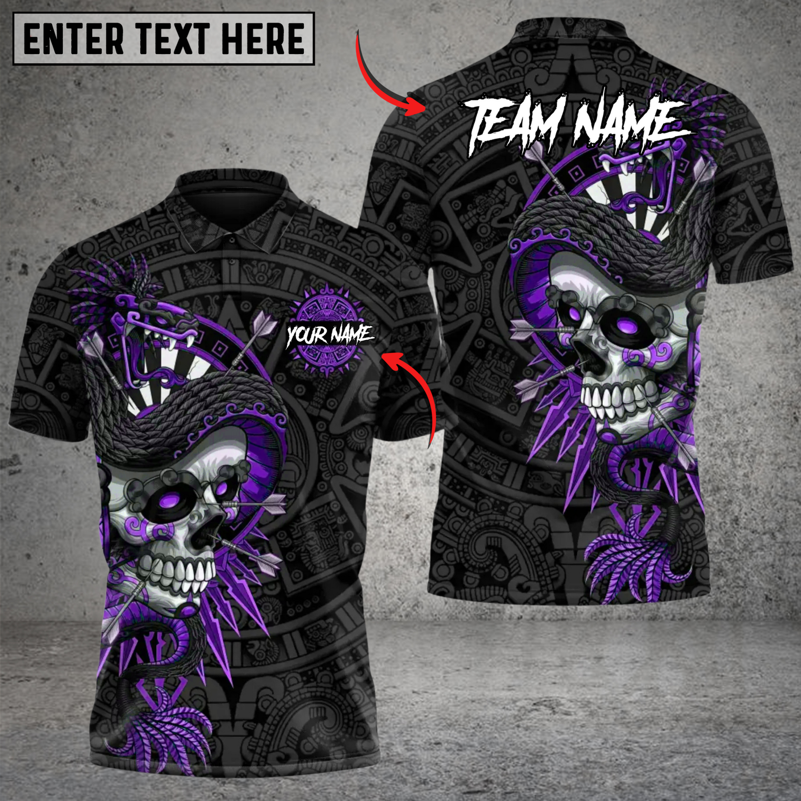 Blisscorners Aztec Skull Warrior Darts Multicolor Customized Name, Team Name 3D Shirts