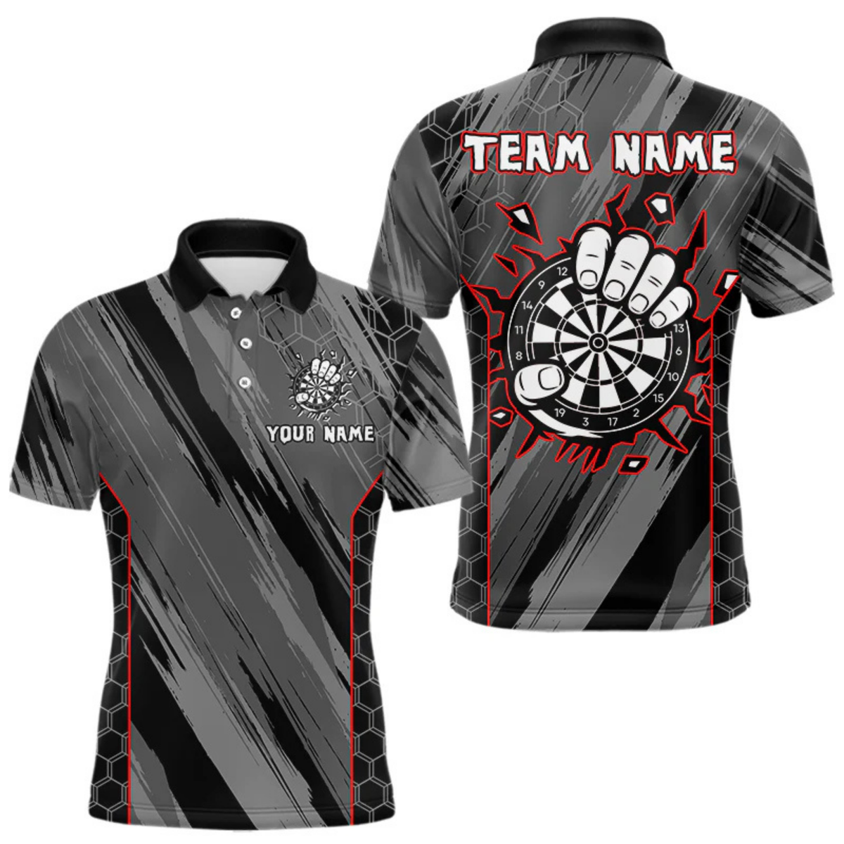Blisscorners Men’s Custom Darts Shirt - Cracked Dartboard In Grip | Name Personalization LM2404