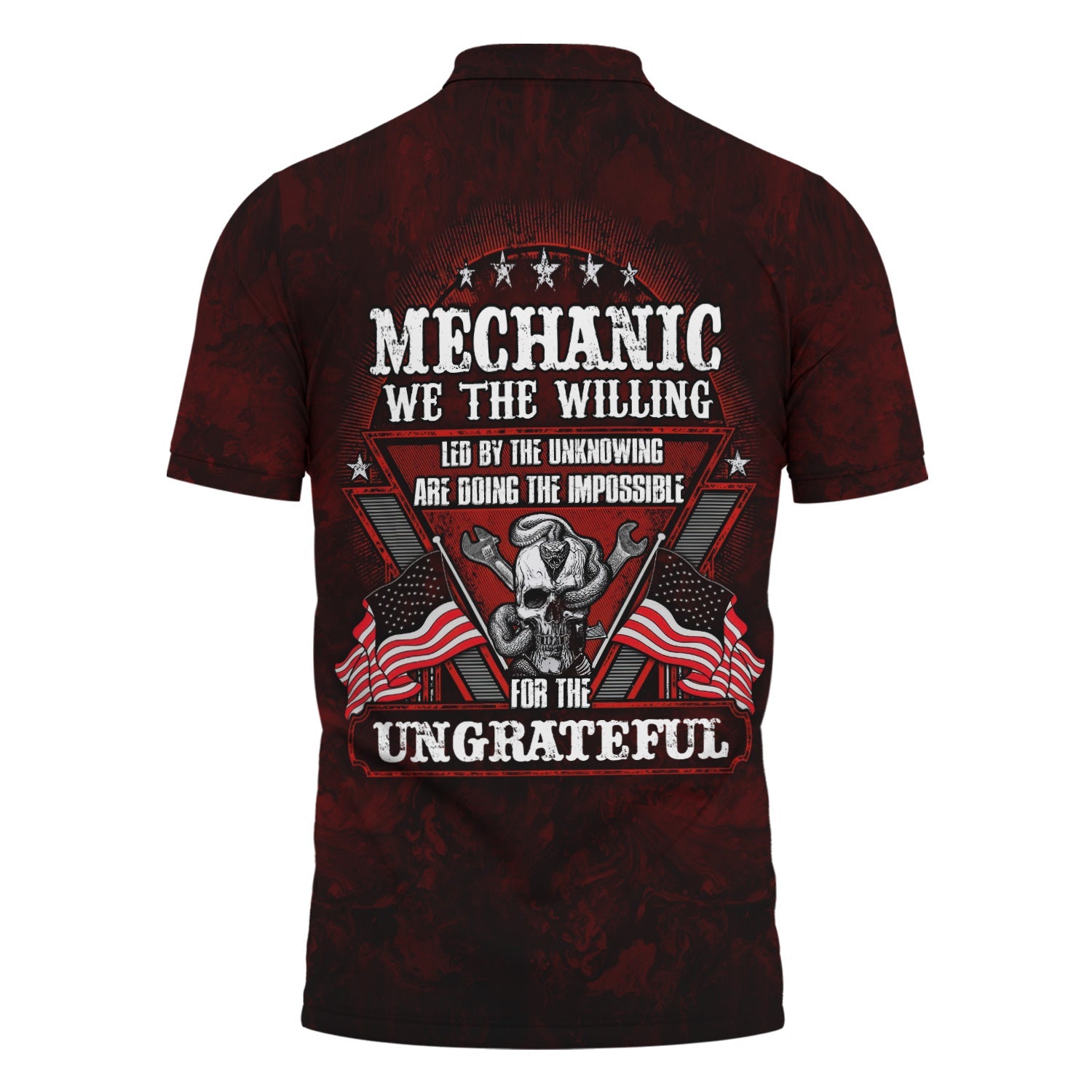 Blisscorners Mechanic Shirt Doing The Impossible For The Ungrateful Skull Wrench Patriotic American Flag Auto Repair Garage Workwear Gift