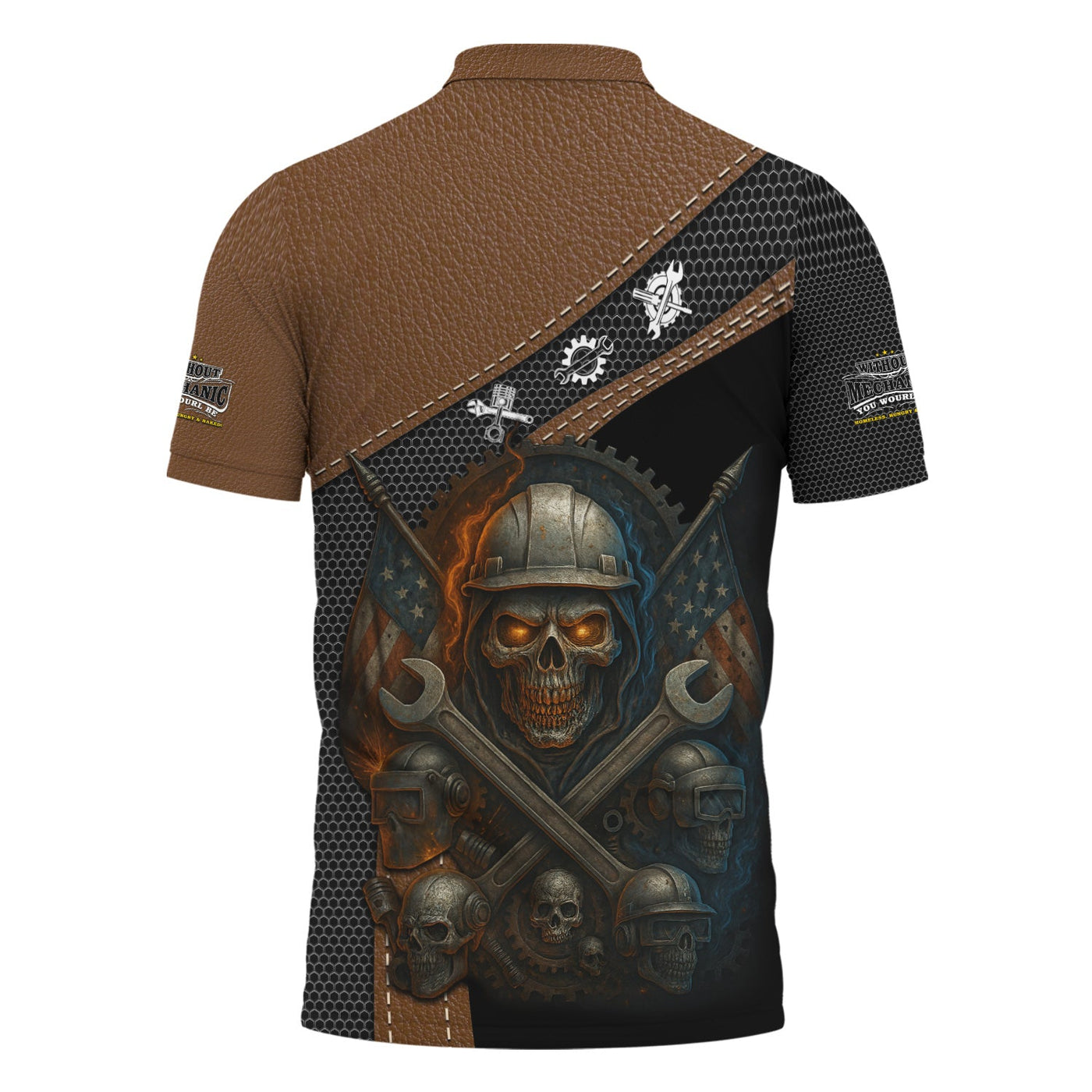 Blisscorners Skull Mechanic T Shirt Without Mechanic You Would Be Homeless Hungry Naked American Flag Auto Repair Garage Workwear Gift For Men Dad