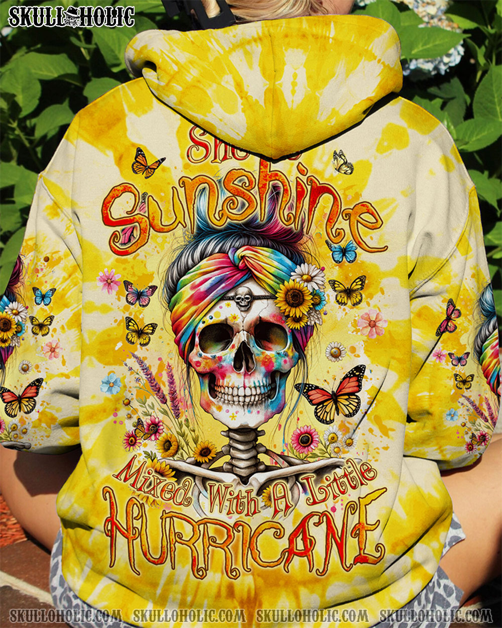 BLISSCORNERS SHE IS SUNSHINE MESSY BUN TIE DYE ALL OVER PRINT