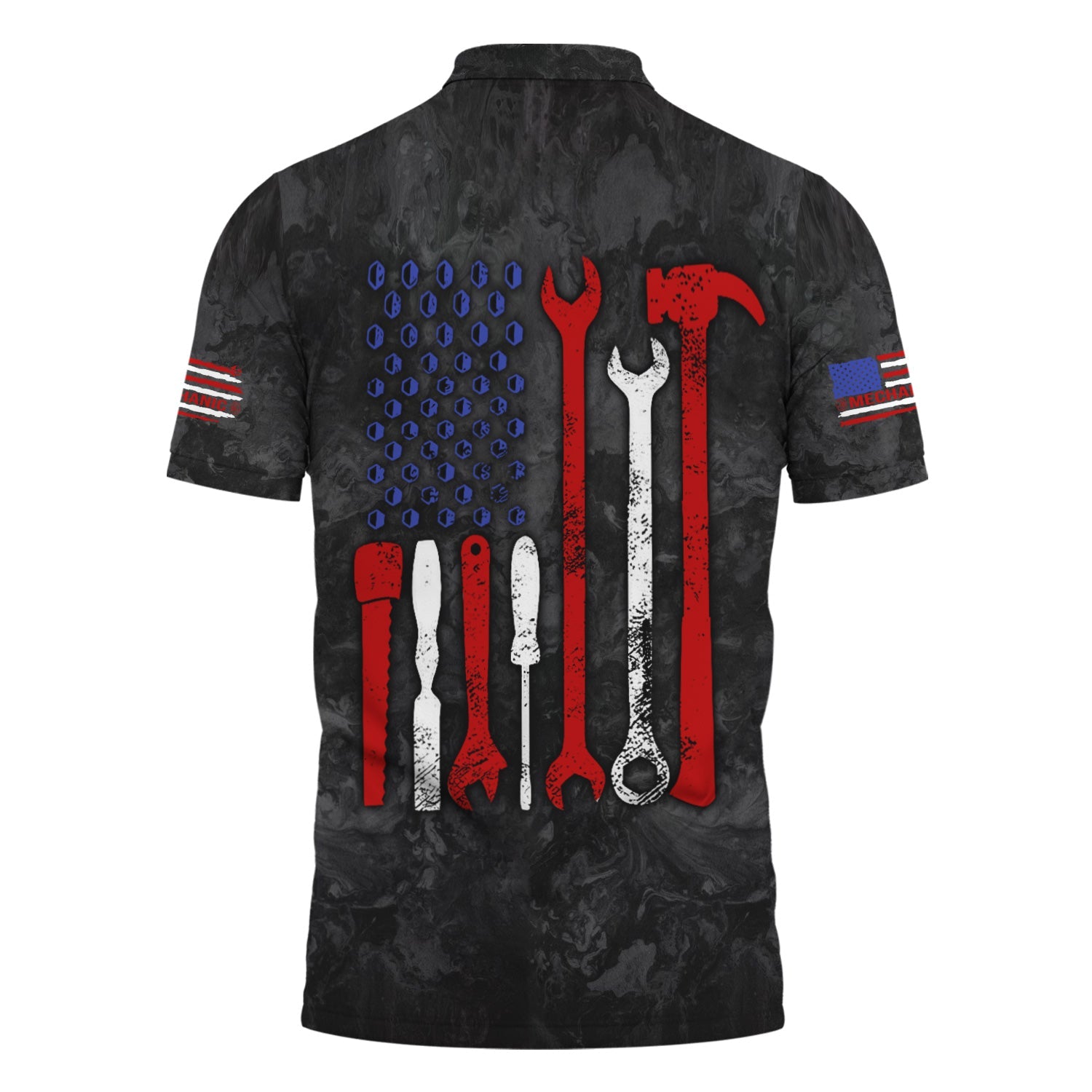 Blisscorners American Flag Tool Shirt, Vintage Mechanic Tools T-shirt for Men, Patriotic USA T-shirt with Wrench & Hammer, Perfect Gift for Tradesmen & DIY Enthusiasts