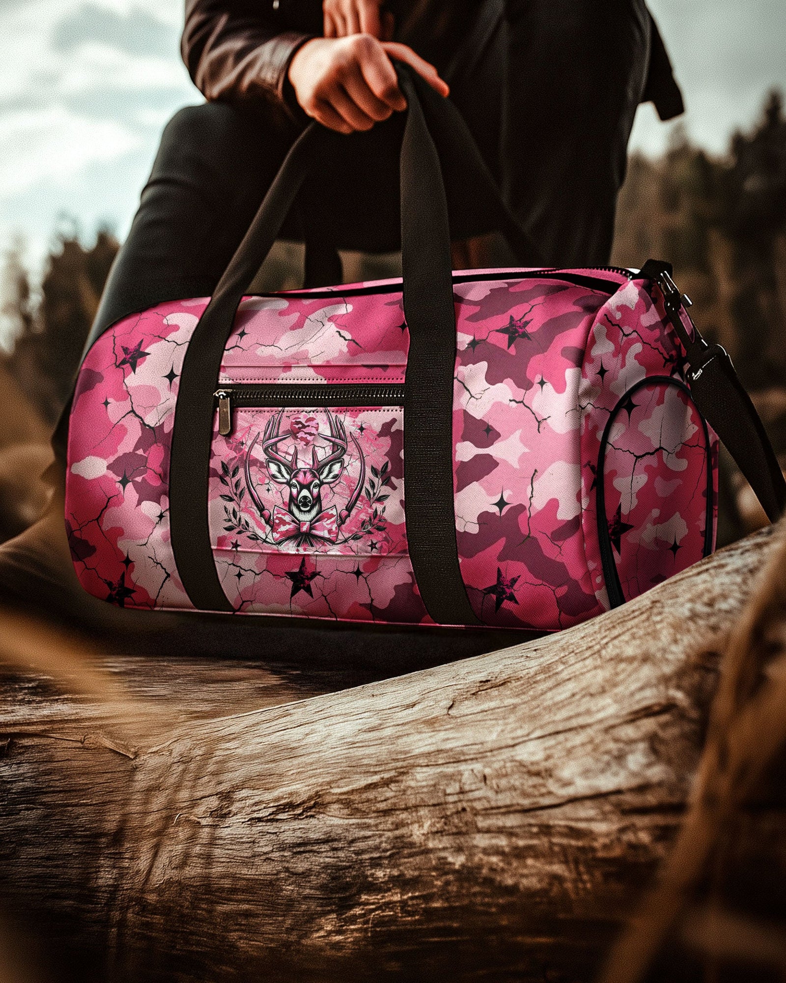 BLISSCORNERS PINK DEER CAMO TRAVELLING BAG