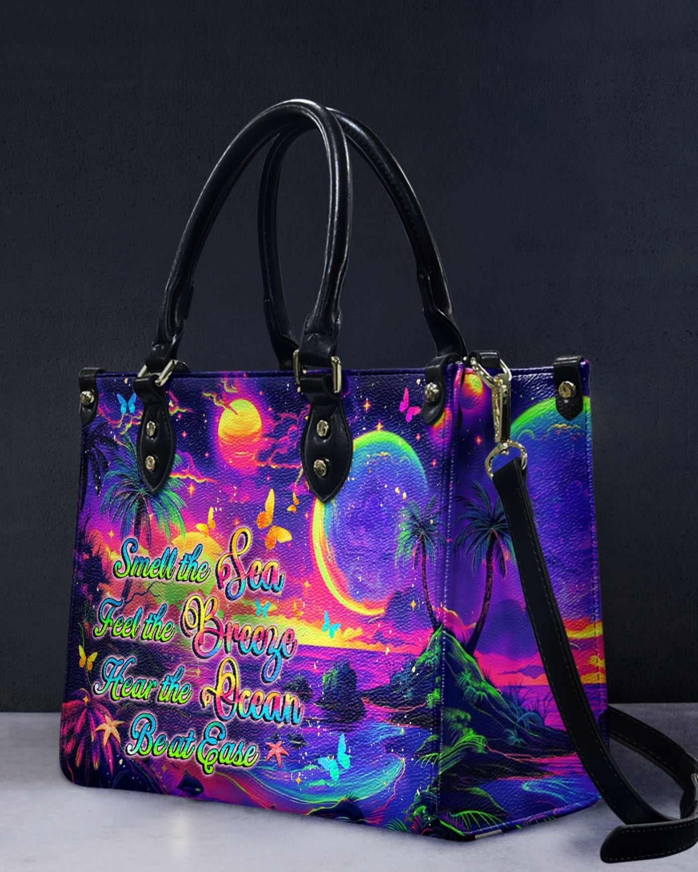 BLISSCORNERS SMELL THE SEA FEEL THE BREEZE LEATHER HANDBAG