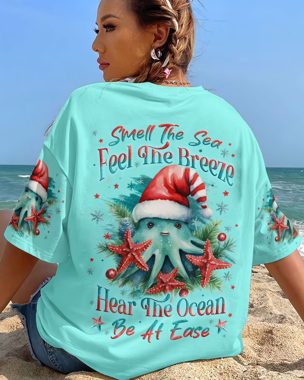 BLISSCORNERS SMELL THE SEA FEEL THE BREEZE CHRISTMAS STARFISH ALL OVER PRINT