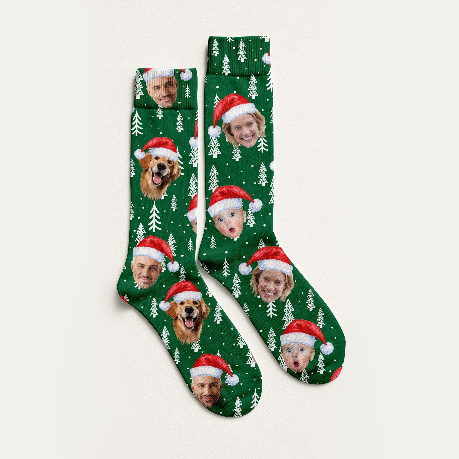 Blisscorners Custom Face Snow Pine Tree Green Golf Socks, Christmas Golf Socks, Golf Gift IdeaLM2611