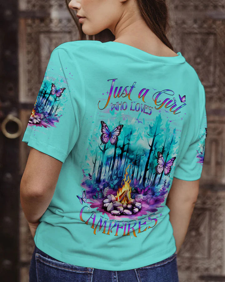 BLISSCORNERS JUST A GIRL WHO LOVES CAMPFIRES ALL OVER PRINT