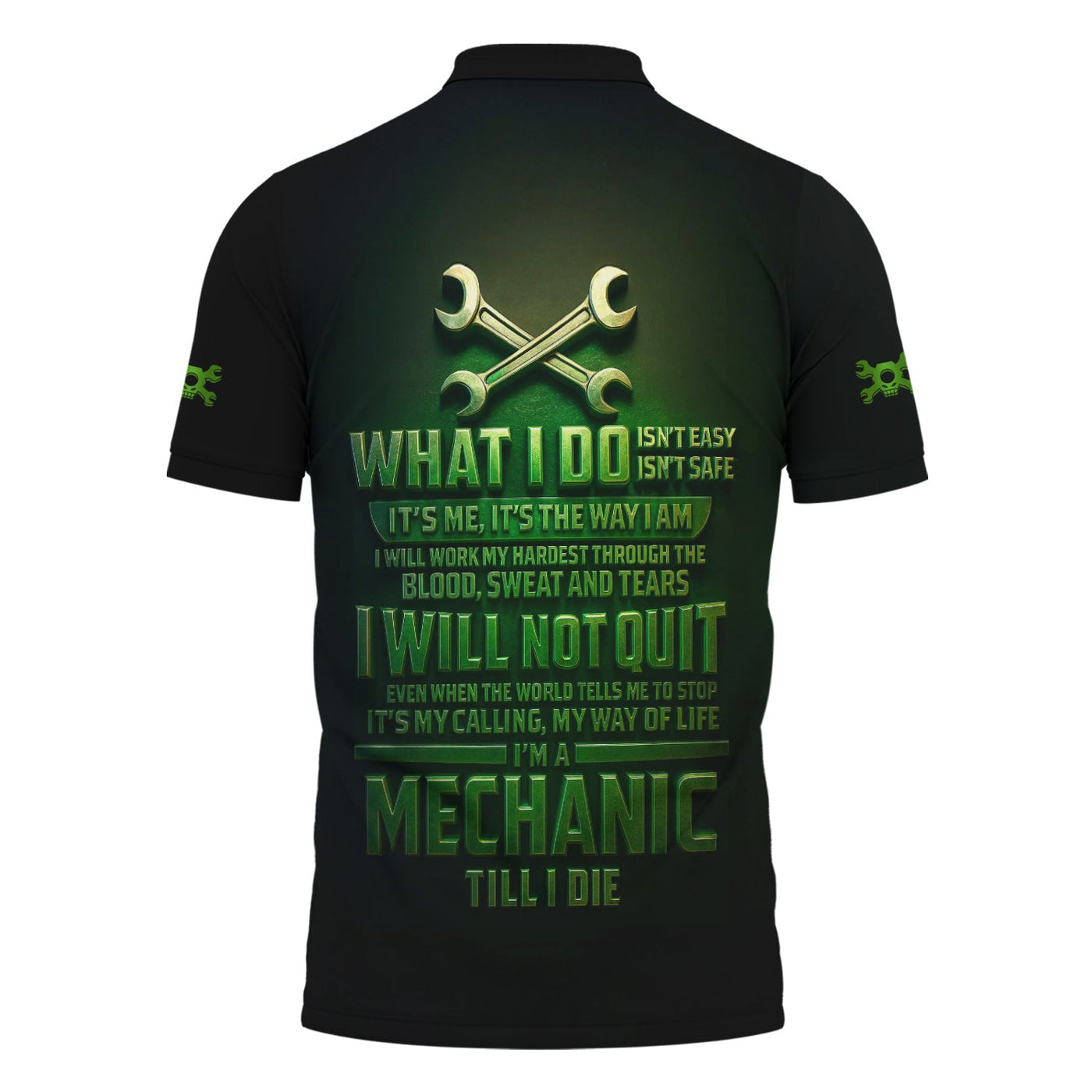 Blisscorners Personalized Mechanic Shirt, I Will Not Quit I'm A Mechanic Till I Die, Zombie and Wrenches Design, Gift For Men