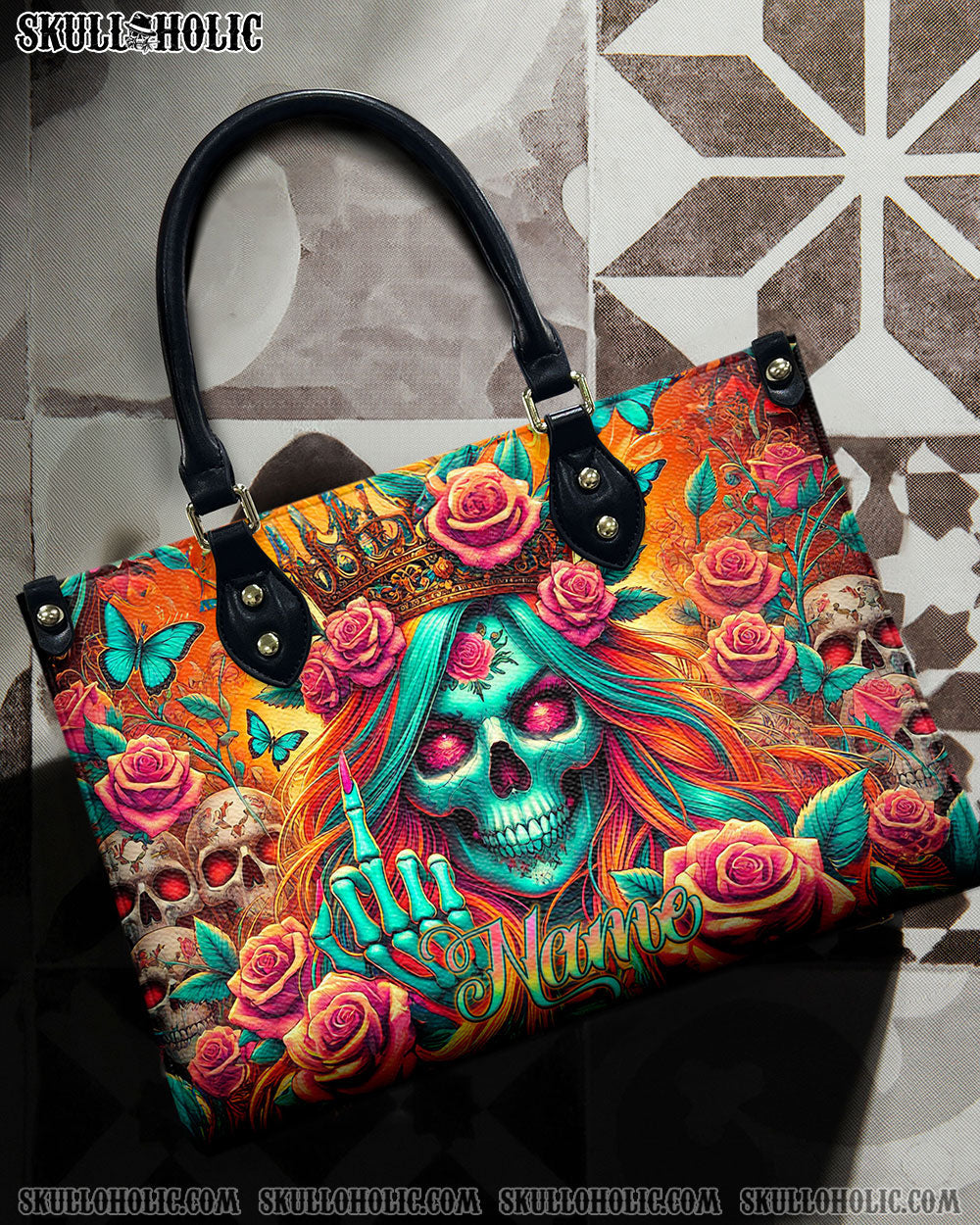 BLISSCORNERS QUEEN SKULL LADY LEATHER HANDBAG