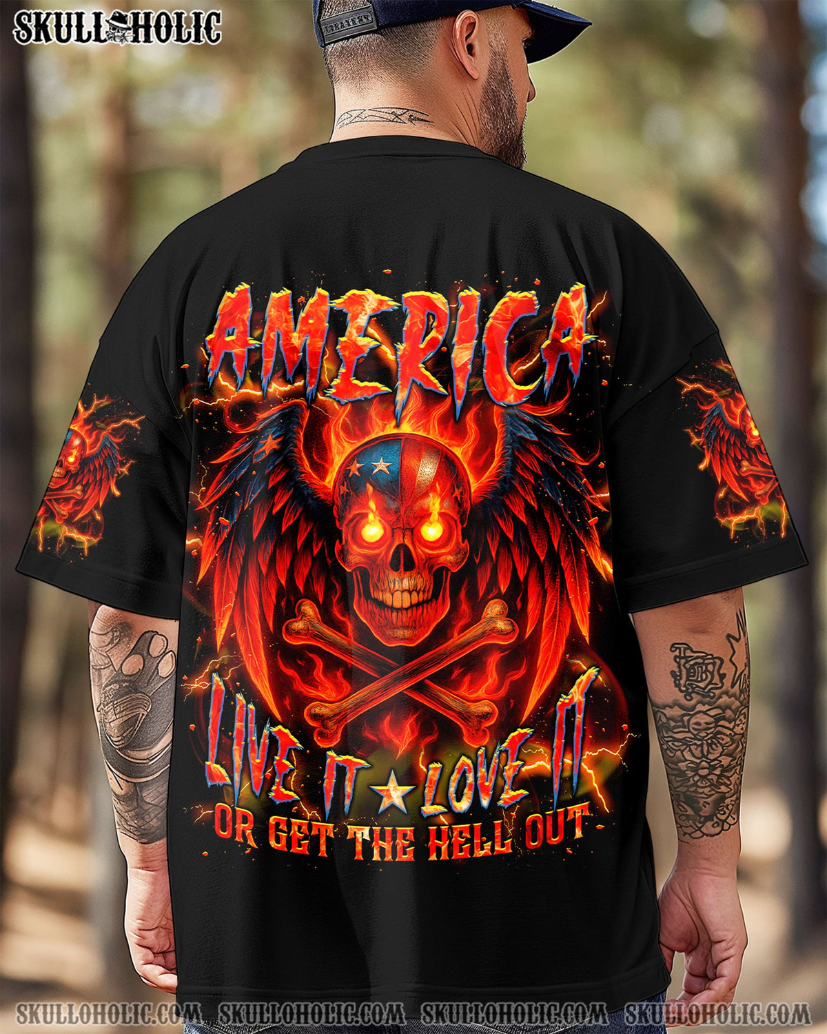 BLISSCORNERS AMERICA LIVE IT LOVE IT OR GET THE HELL OUT ALL OVER PRINT