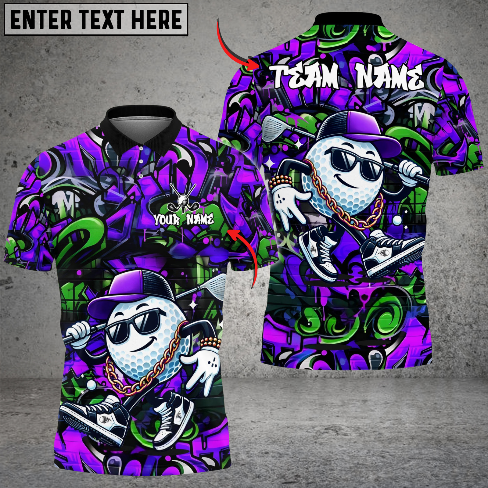 Blisscorners Hip Hop Golf Ball Shirt, Customized Name & Team Name 3D Shirts (4 Colors)