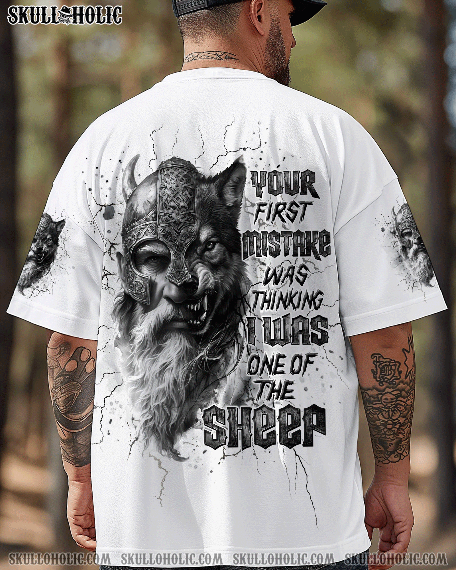BLISSCORNERS YOUR FIRST MISTAKE WOLF SKULL VIKING ALL OVER PRINT