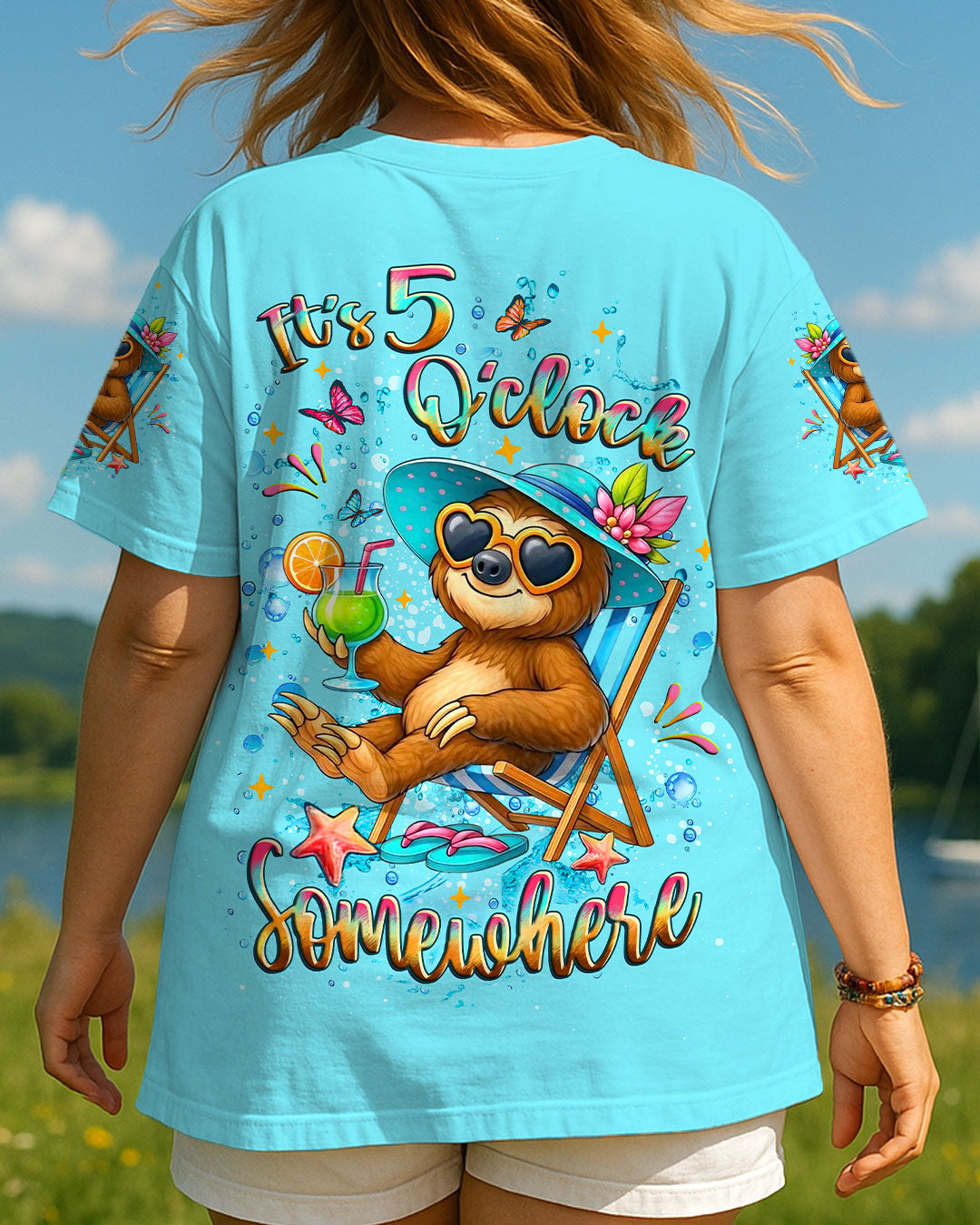 BLISSCORNERS IT'S 5 O'CLOCK SOMEWHERE SLOTH ALL OVER PRINT