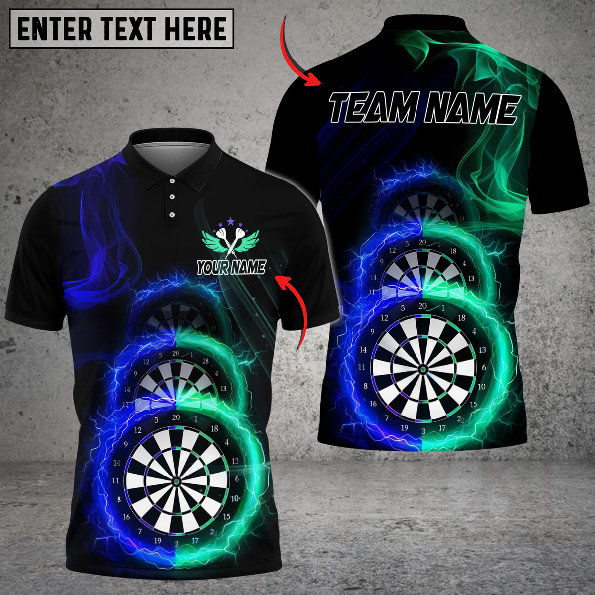 Blisscorners Darts Triple Double Flame Dartboard Customized Name, Team Name 3D Shirt (4 Colors)