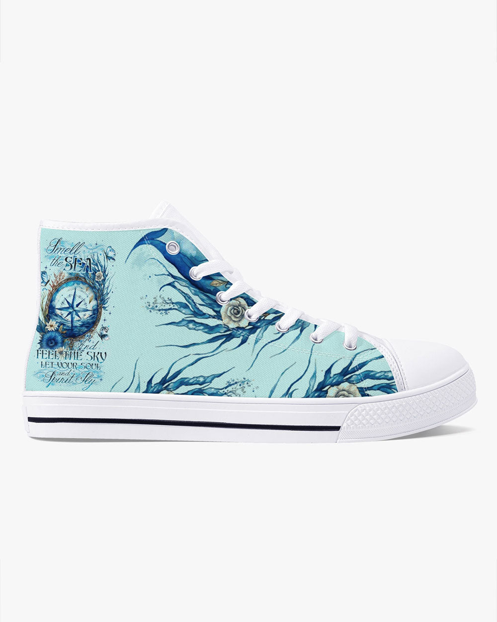 BLISSCORNERS SMELL THE SEA AND FEEL THE SKY HIGH TOP CANVAS SHOES