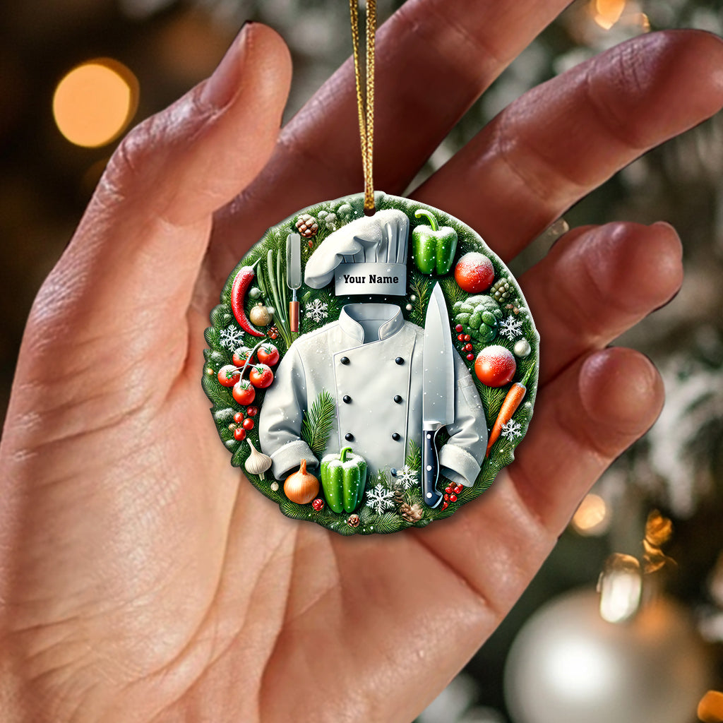Blisscorners Custom Name Chef Ornament, Christmas Gift for Cooking Lovers2D Flat LM2211