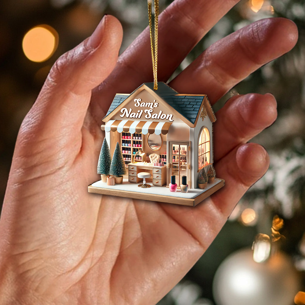 Blisscorners Custom Name Nail Salon Ornament, Nail Salon Christmas Decoration52D Flat LM2211