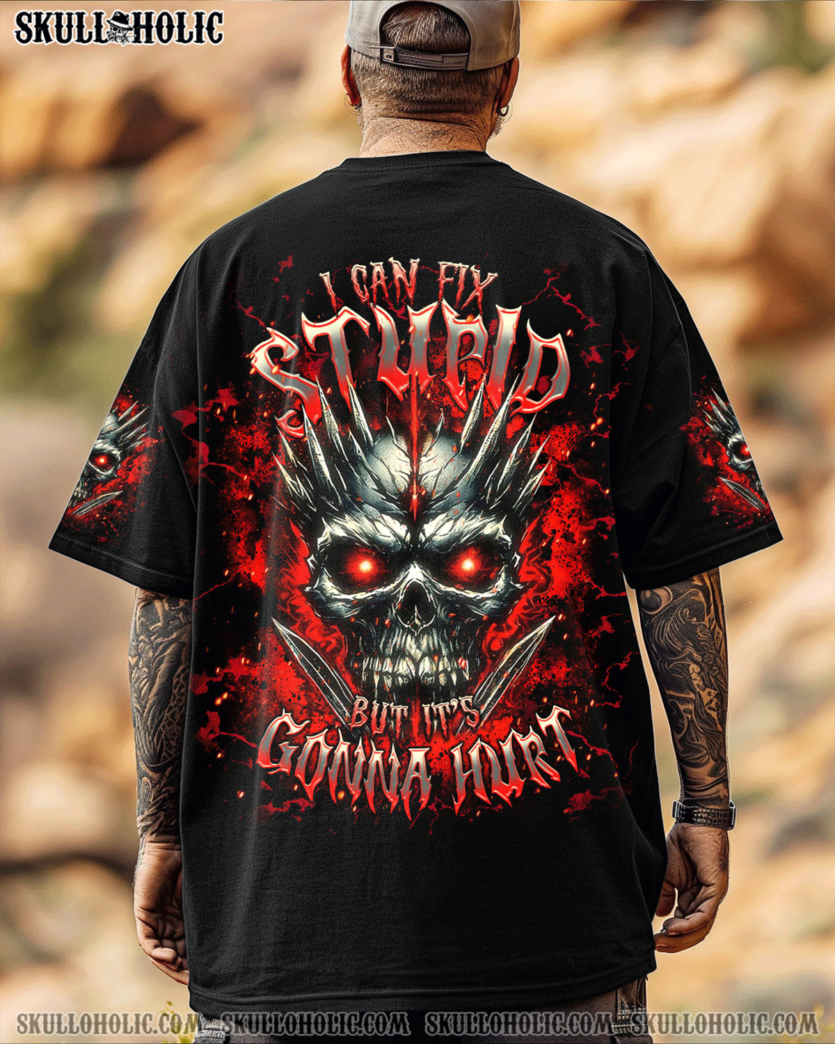 BLISSCORNERS I CAN FIX STUPID BUT IT'S GONNA HURT SKULL ALL OVER PRINT