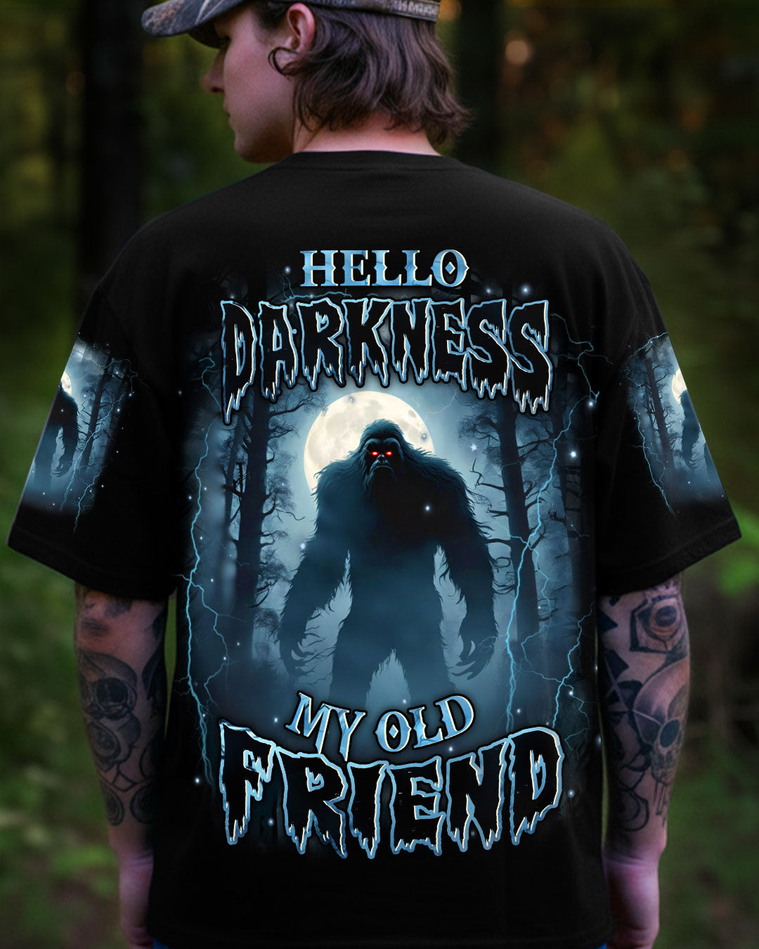 BLISSCORNERS HELLO DARKNESS MY OLD FRIEND BIGFOOT ALL OVER PRINT