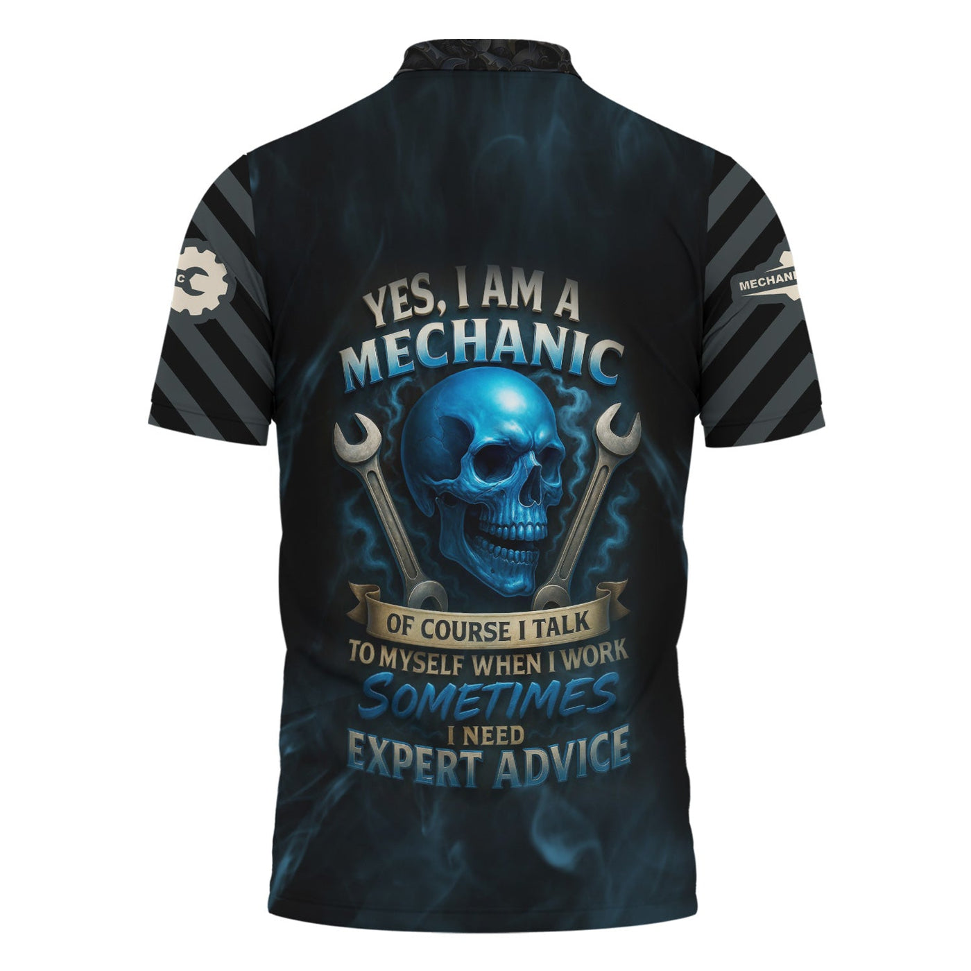 Blisscorners Personalized T-Shirt Yes I Am A Mechanic Of Course I Talk To Myself When I Work Funny Skull Design Shirt