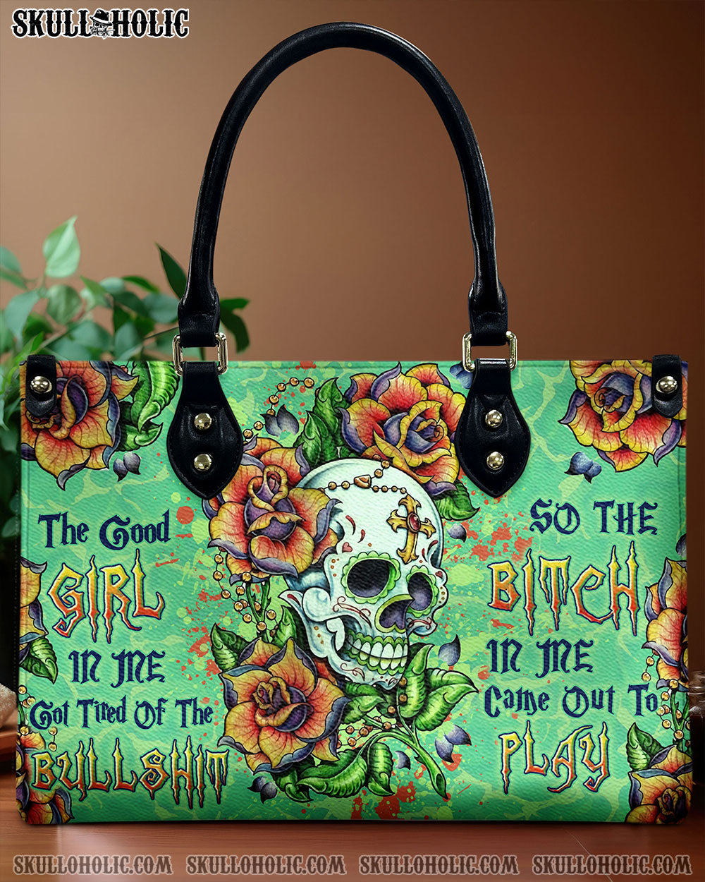 BLISSCORNERS THE GOOD GIRL IN ME GOT TIRED LEATHER HANDBAG