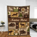 Blisscorners Personalized Hunting Cabin Life Fleece Blanket - Rustic Lodge Throw with Wildlife Design LM1611