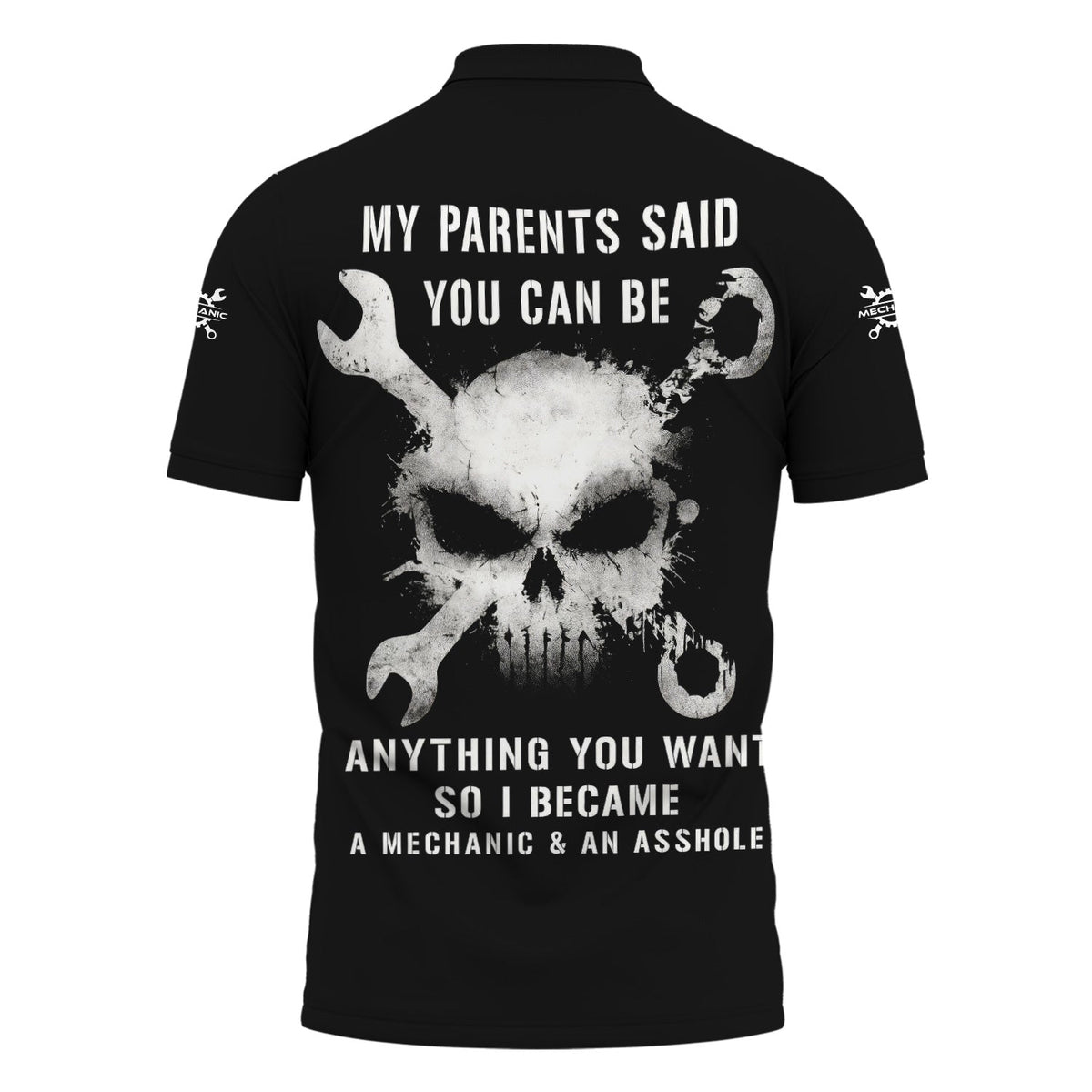 Blisscorners Custom Name Mechanic Shirt, Funny My Parents Said You Can Be Anything So I Became A Mechanic And An Asshole Shirt, Gift Car Repair Worker