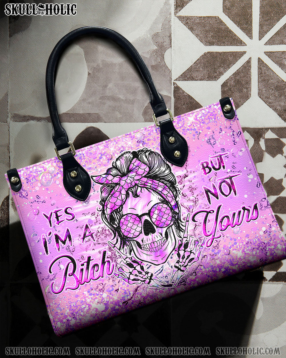 BLISSCORNERS YES I'M A B BUT NOT YOURS LEATHER HANDBAG