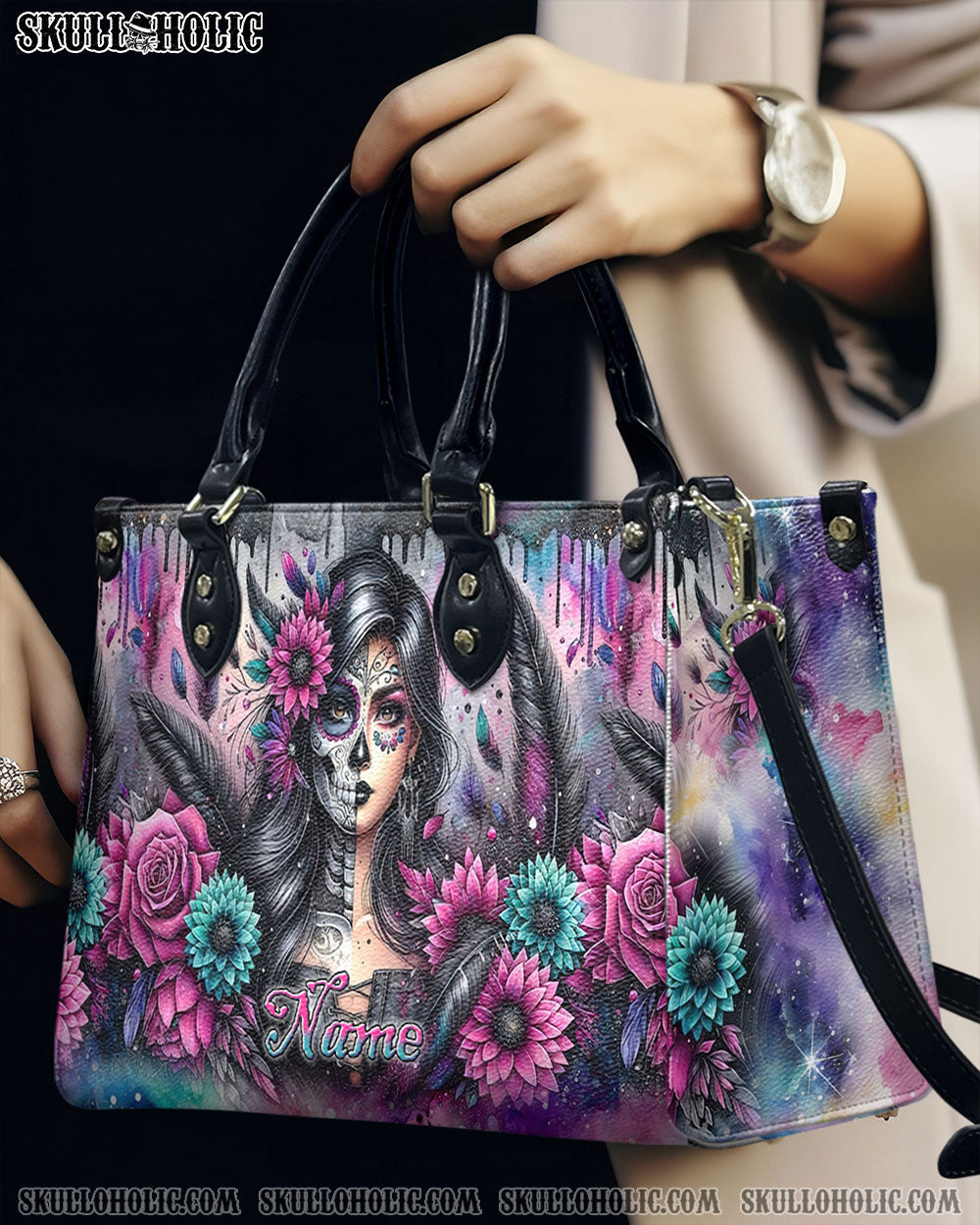 BLISSCORNERS SKULL LADY LEATHER HANDBAG
