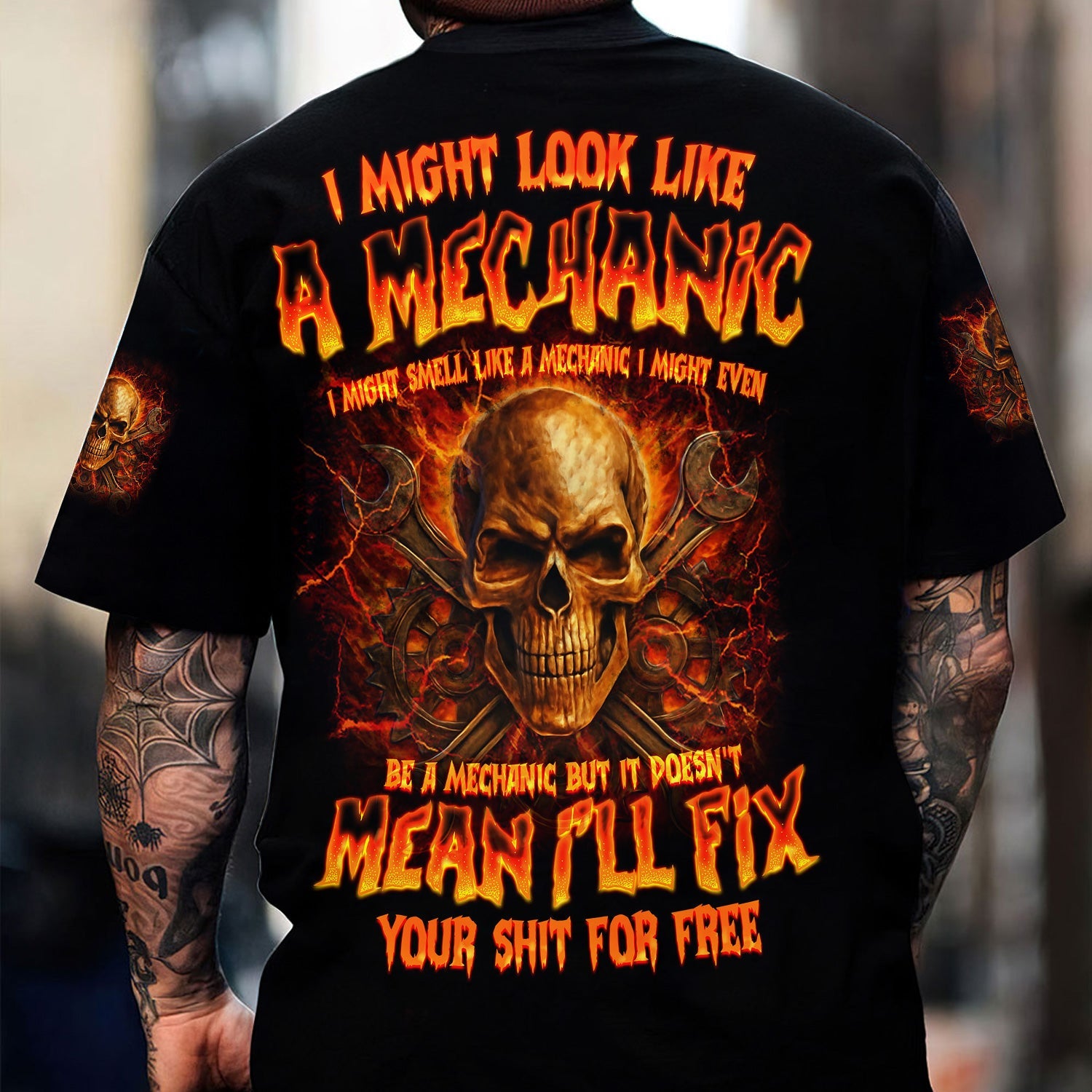 Blisscorners Mechanic Shirt I Might Look Like A Mechanic Shirt Flame Style All Over Print
