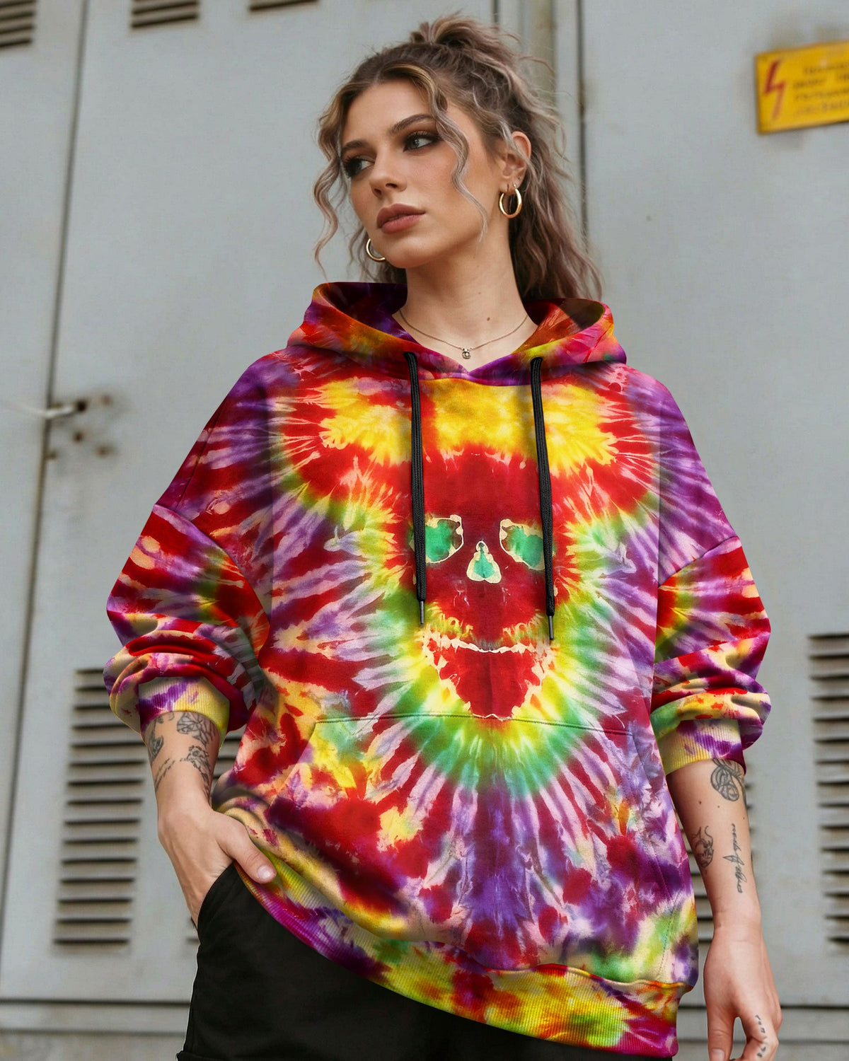BLISSCORNERS DEMON SKULL TIE DYE  ALL OVER PRINT