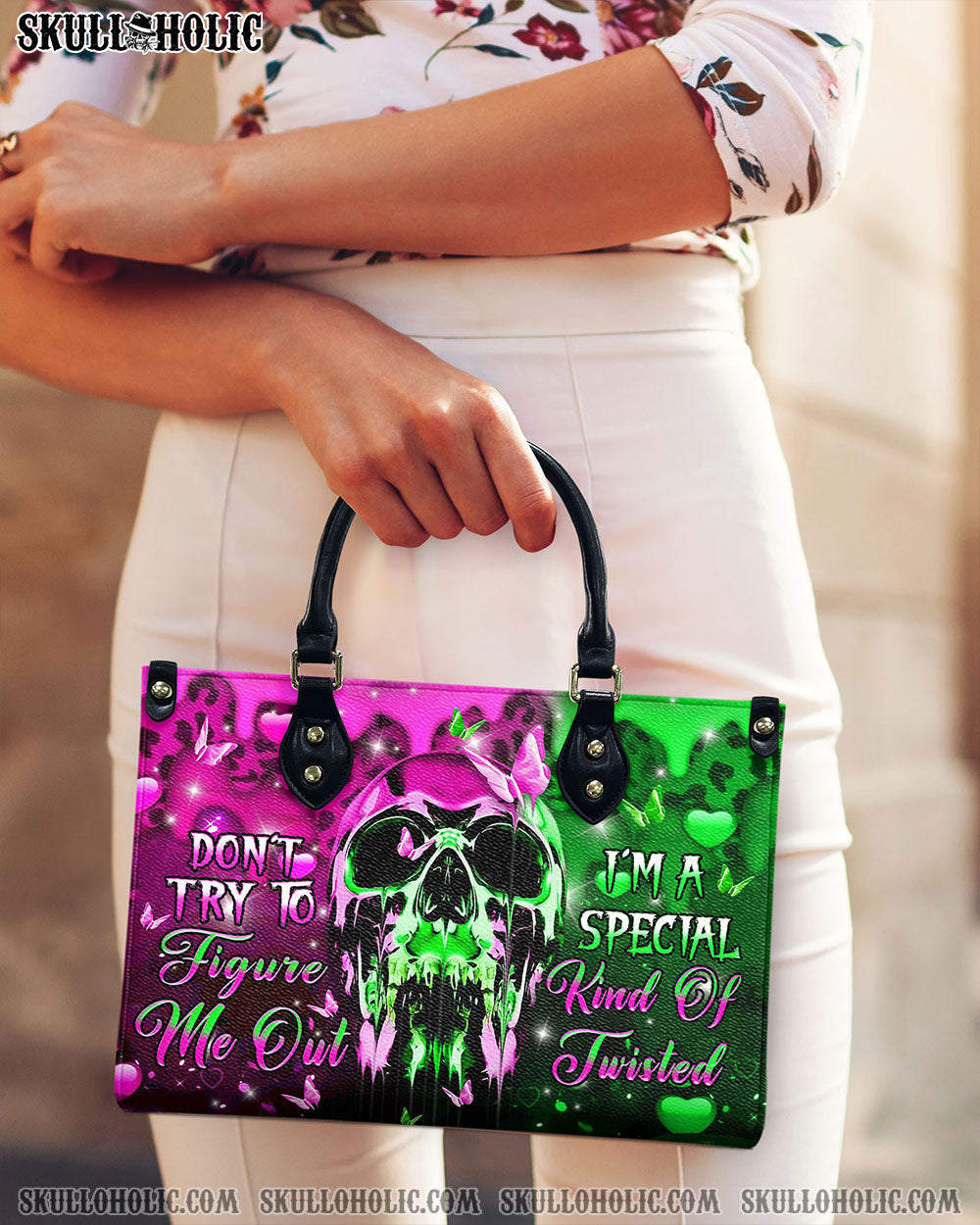 BLISSCORNERS DON'T TRY TO FIGURE ME OUT LEATHER HANDBAG