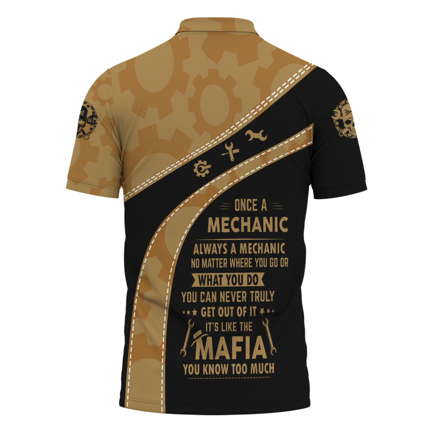 Blisscorners Personalized T-Shirt Once A Mechanic Always A Mechanic Skull with Wrench and Beer Design Shirt