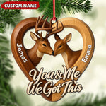 Blisscorners Personalized Couples Deer Christmas Ornament, Custom Heart â€œYou and Me We Got Thisâ€, Custom Name Buck and Doe Gift for Boyfriend Girlfriend