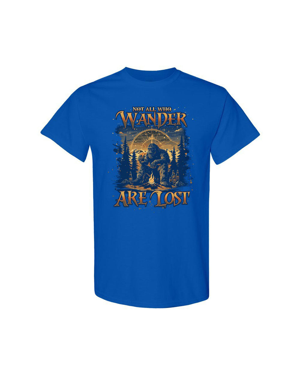 BLISSCORNERS NOT ALL WHO WANDER ARE LOST BIGFOOT COMPASS  COTTON SHIRT