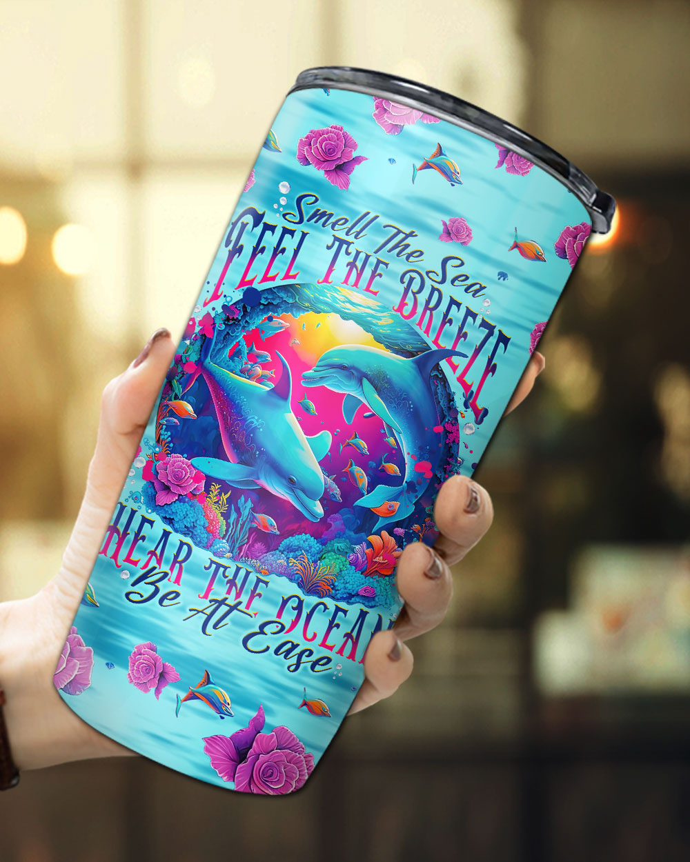 BLISSCORNERS SMELL THE SEA FEEL THE BREEZE DOLPHIN TUMBLER