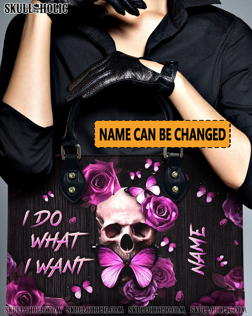 BLISSCORNERS I DO WHAT I WANT SKULL ROSE LEATHER HANDBAG